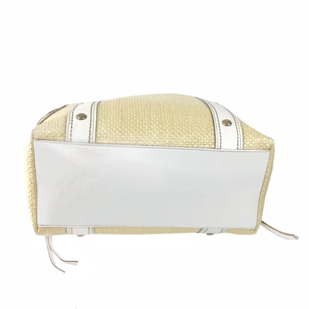 Coach Legacy Vintage White & Straw Satchel Tote Handbag - Picture 7 of 14